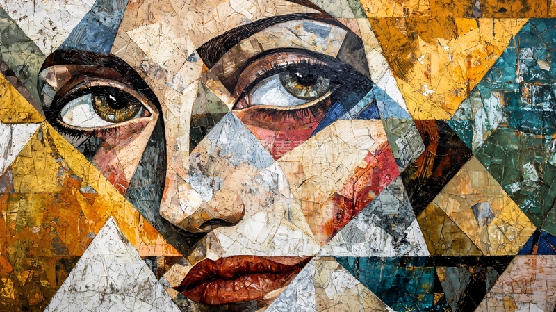 高清大图下载【趣麦麦图】抽象拼贴画女性肖像