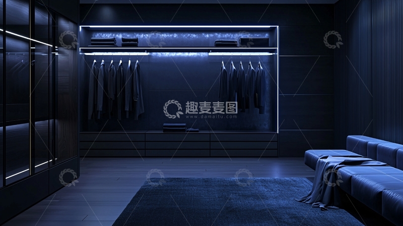 高清大图下载【趣麦麦图】暗色调奢华衣帽间