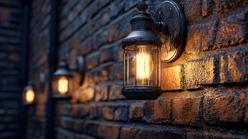 砖墙上的复古壁灯