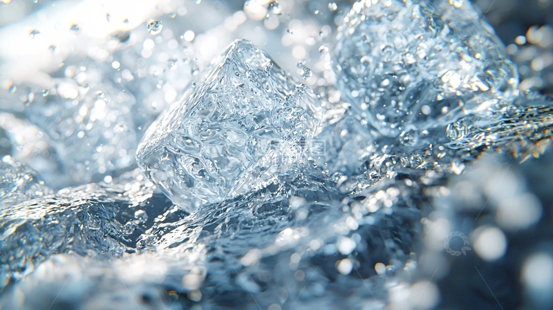 高清大图下载【趣麦麦图】晶莹剔透的冰块在水中