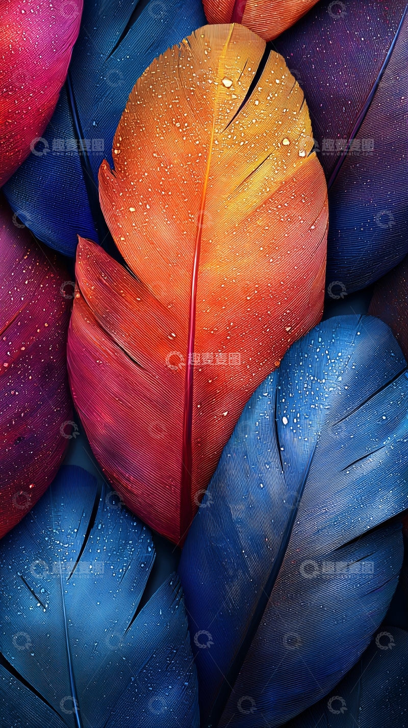 高清大图下载【趣麦麦图】彩色羽毛特写