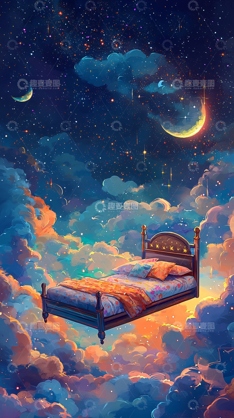 高清大图下载【趣麦麦图】云端上的床