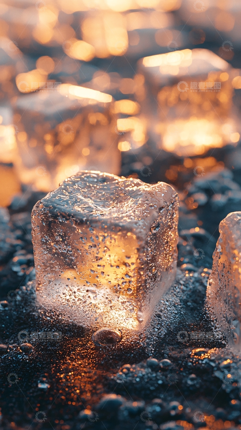 高清大图下载【趣麦麦图】闪耀着光芒的冰块特写