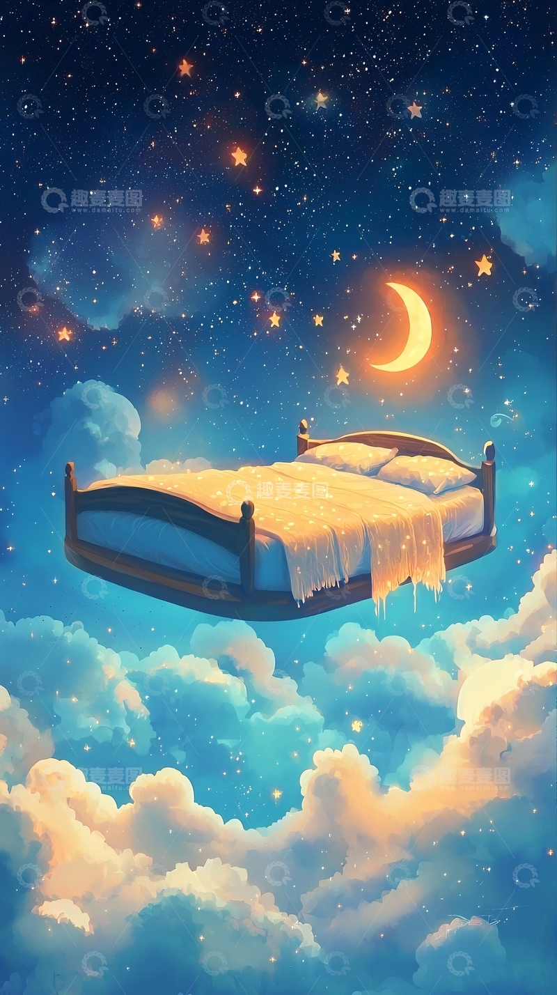 高清大图下载【趣麦麦图】星空下的漂浮床