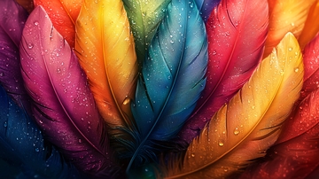 色彩鲜艳的羽毛特写