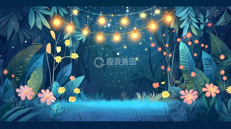 高清大图下载【趣麦麦图】梦幻森林夜景