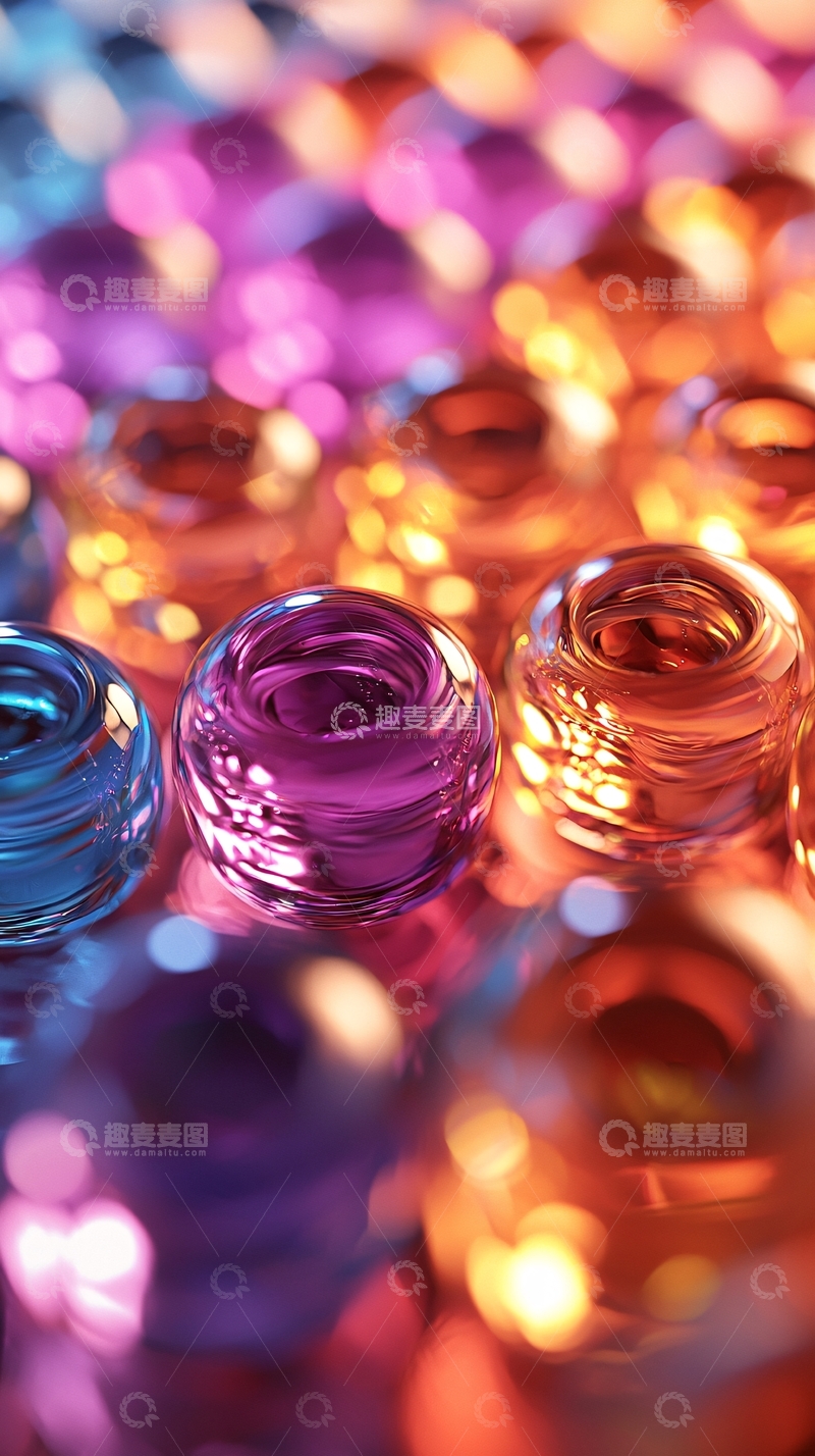 高清大图下载【趣麦麦图】彩色半透明球体密集排列