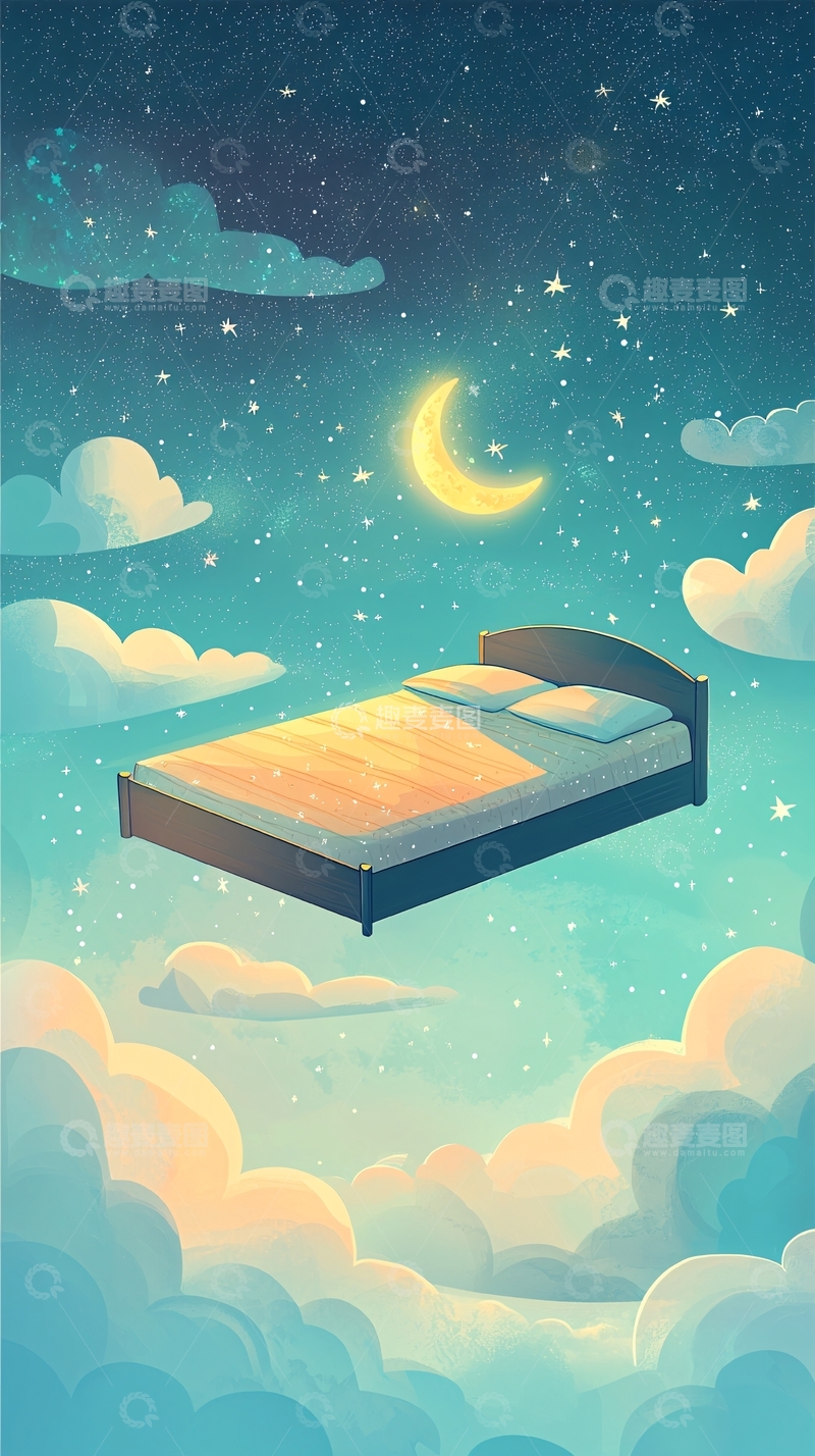 高清大图下载【趣麦麦图】云端上的床