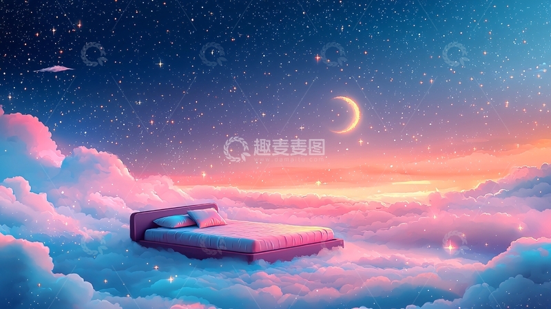 高清大图下载【趣麦麦图】云端上的床