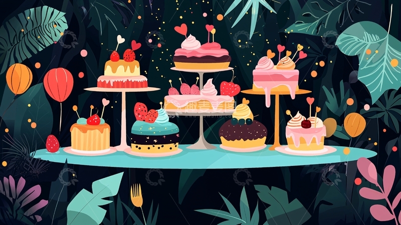 高清大图下载【趣麦麦图】精美蛋糕甜点插画