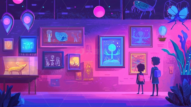 高清大图下载【趣麦麦图】夜晚博物馆