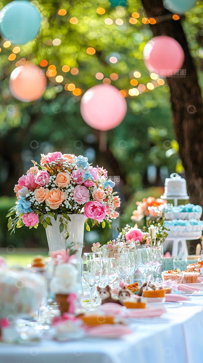高清大图下载【趣麦麦图】户外花园派对甜品桌