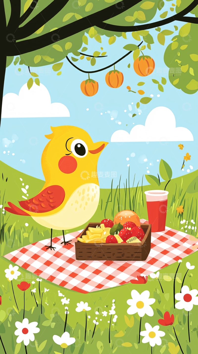 高清大图下载【趣麦麦图】小鸟野餐图