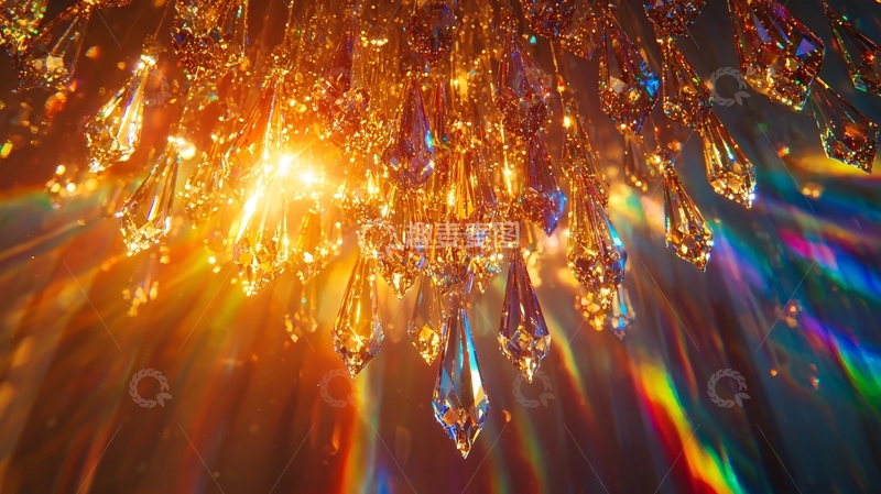 高清大图下载【趣麦麦图】闪耀的金色水晶灯光芒