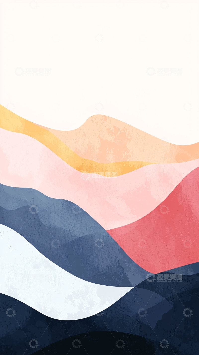 高清大图下载【趣麦麦图】水彩风格的抽象山峦
