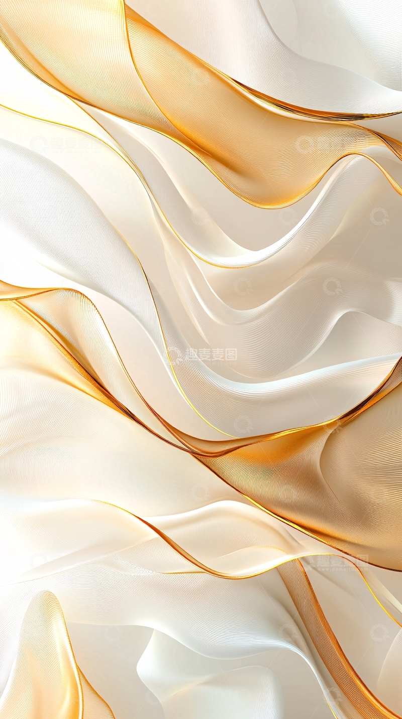 高清大图下载【趣麦麦图】金色曲线丝绸纹理背景