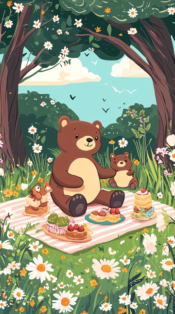 春意盎然的森林野餐