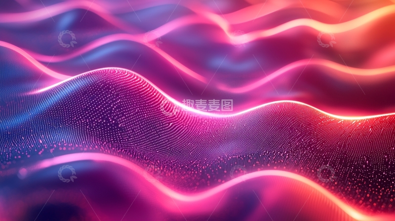 高清大图下载【趣麦麦图】紫色红色光线波浪背景