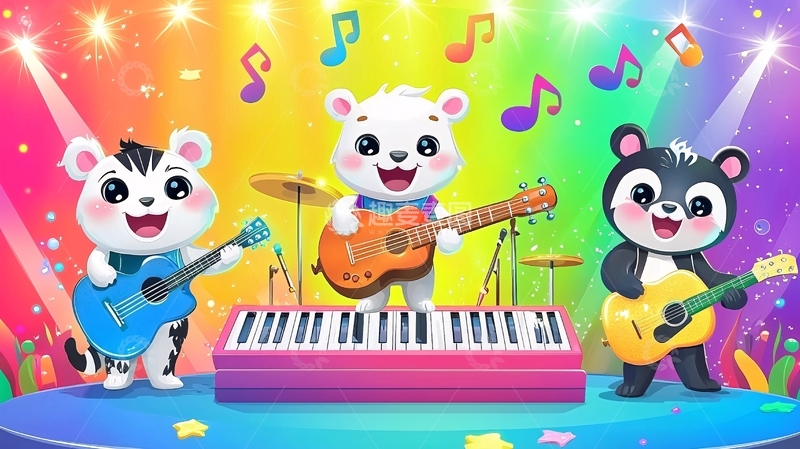 高清大图下载【趣麦麦图】卡通动物乐队