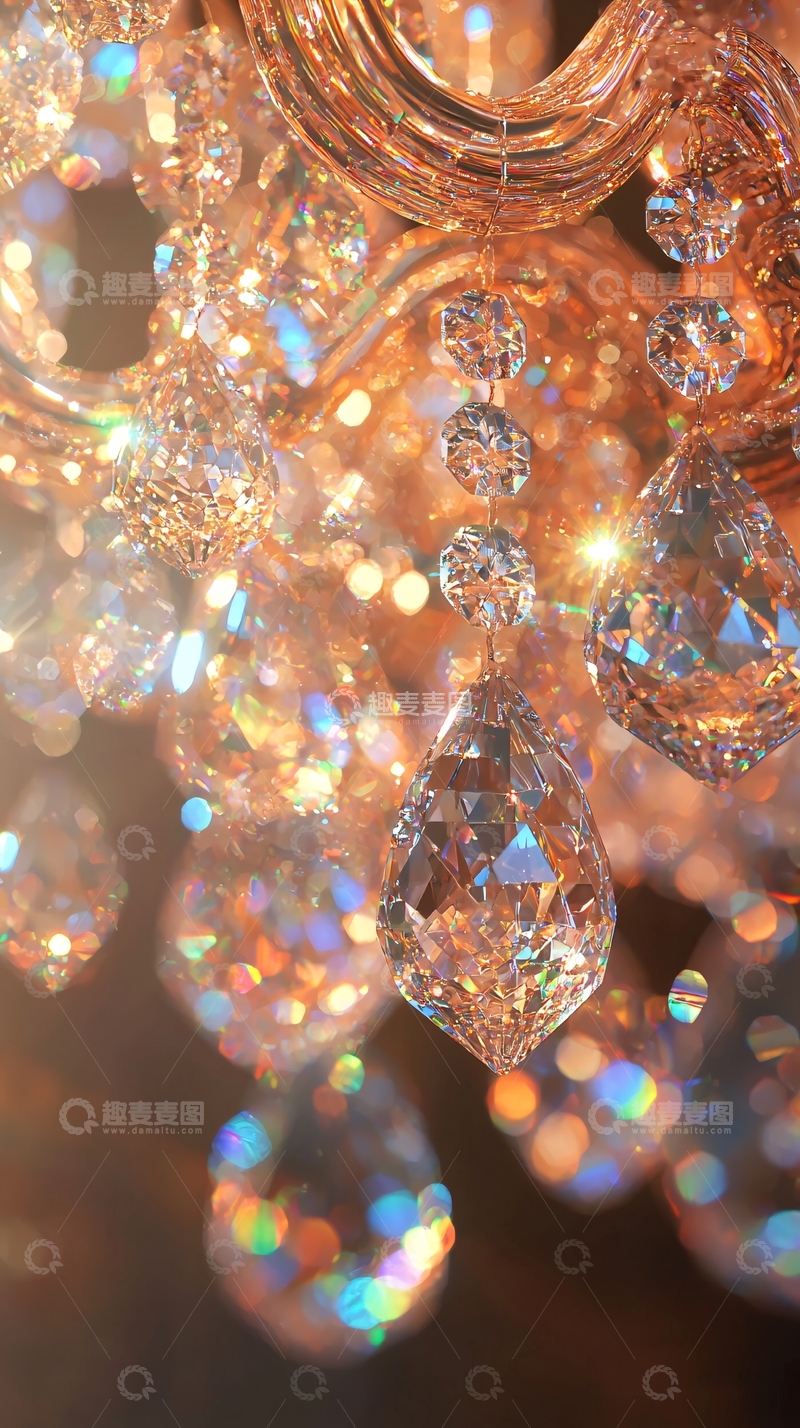 高清大图下载【趣麦麦图】奢华水晶吊灯特写