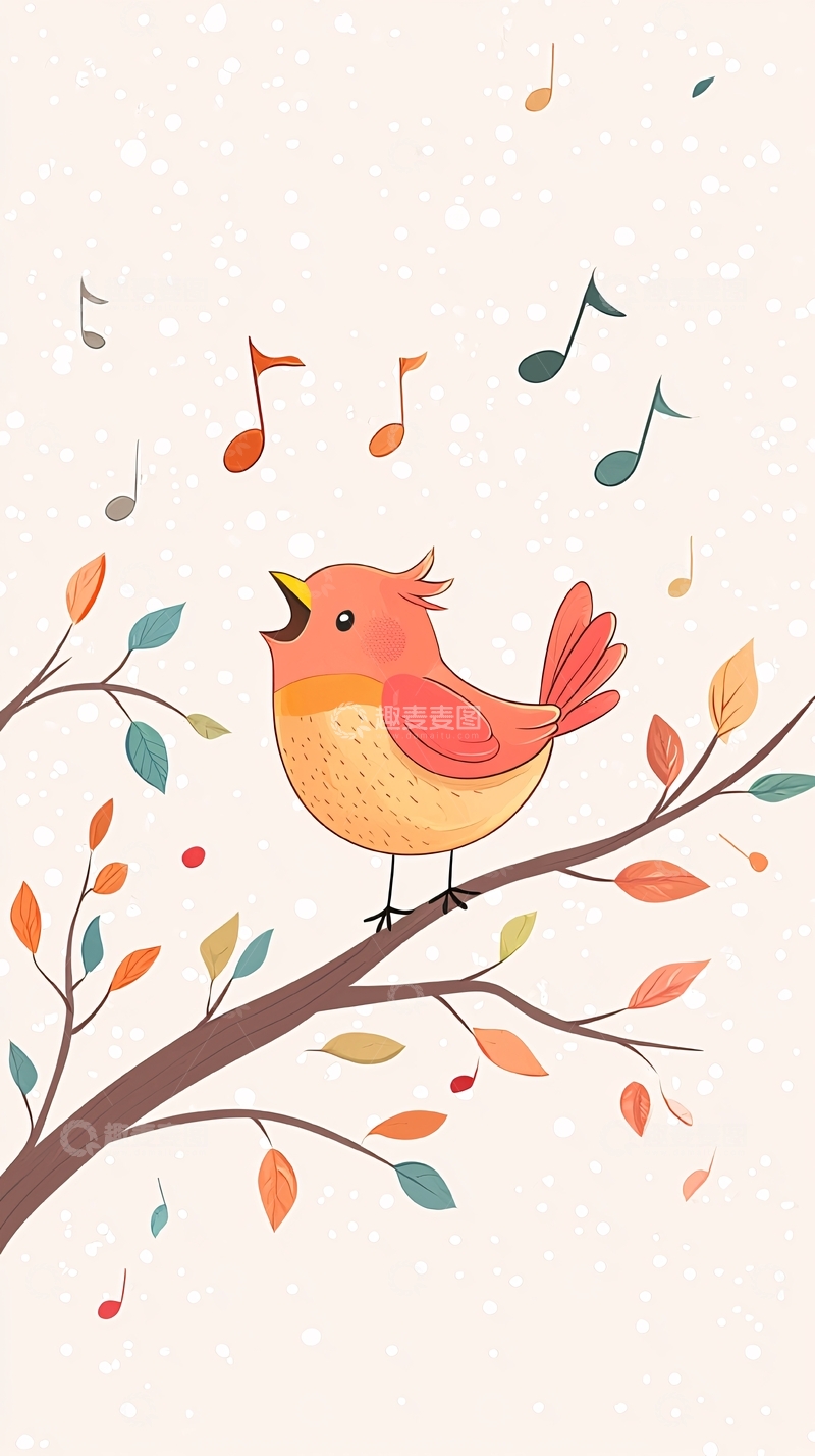 高清大图下载【趣麦麦图】唱歌的小鸟
