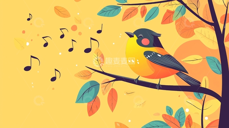 高清大图下载【趣麦麦图】秋季小鸟唱歌
