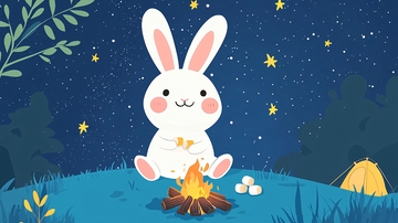 星空下的小兔子篝火