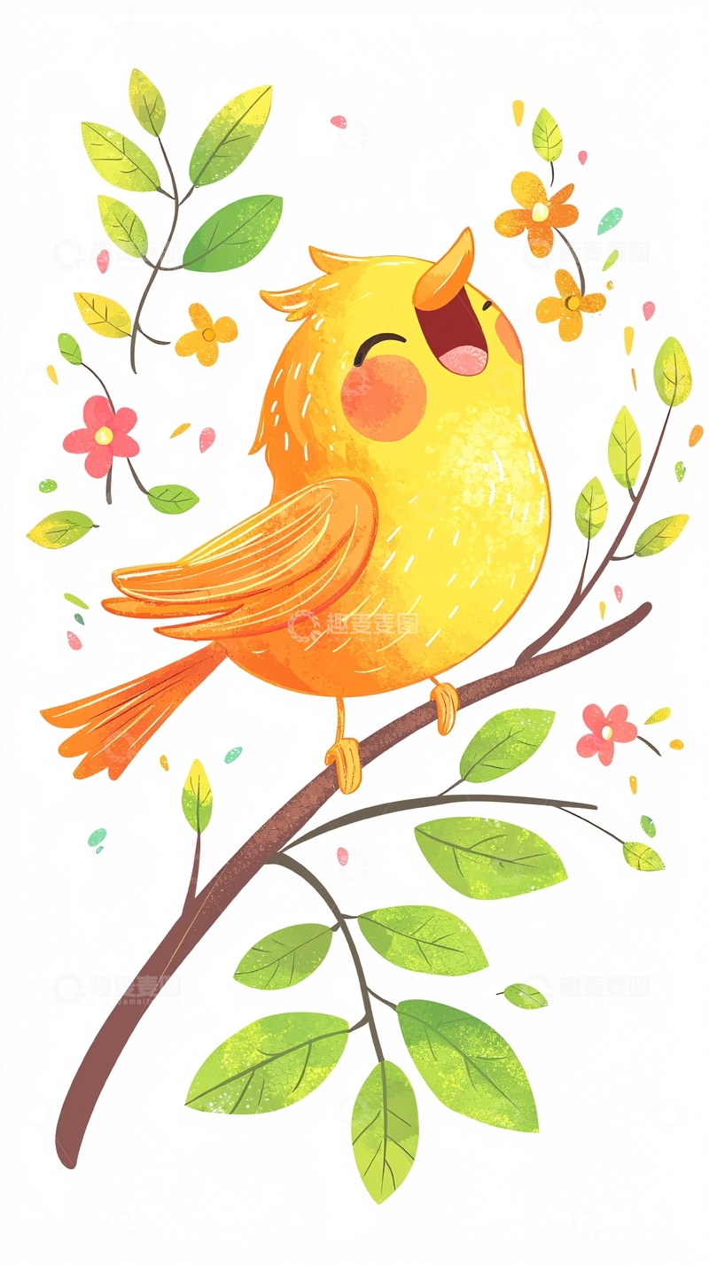 高清大图下载【趣麦麦图】快乐的小黄鸟唱歌