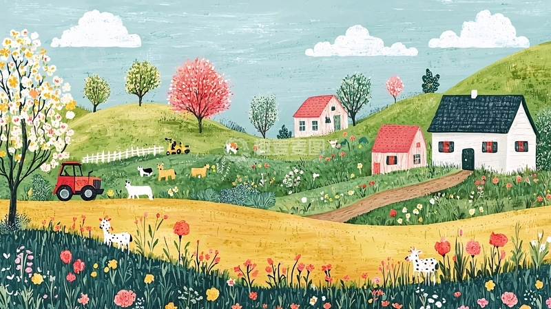 高清大图下载【趣麦麦图】田园风光插画8
