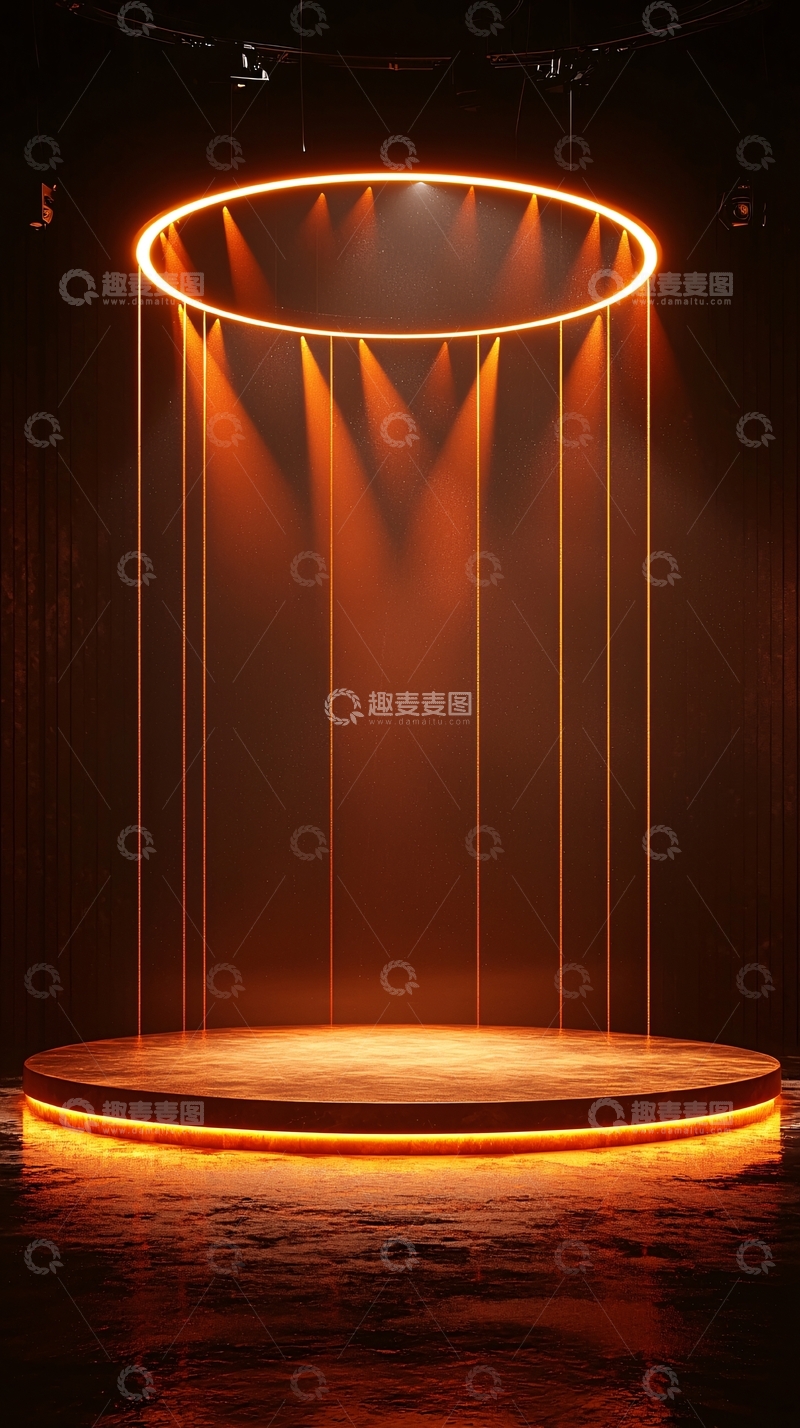 高清大图下载【趣麦麦图】橙色光晕照亮圆形舞台