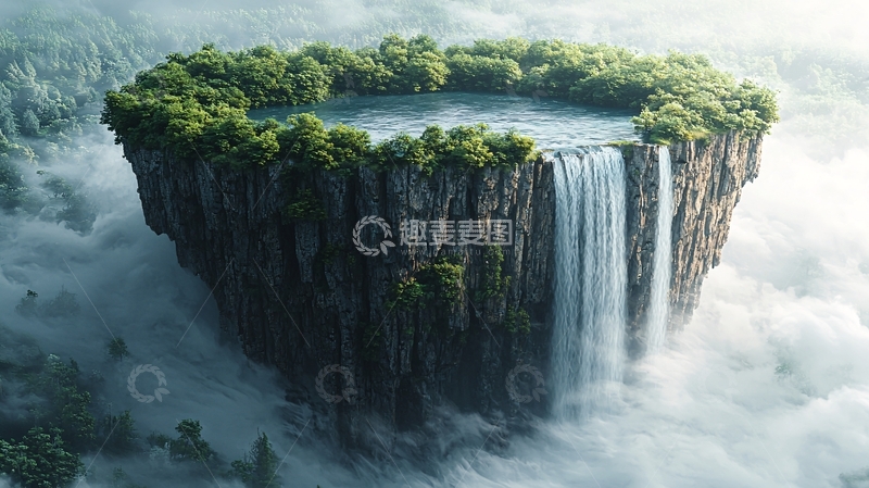 高清大图下载【趣麦麦图】漂浮岛屿绿洲