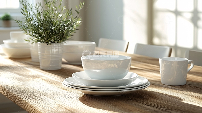 高清大图下载【趣麦麦图】餐桌上的白色餐具