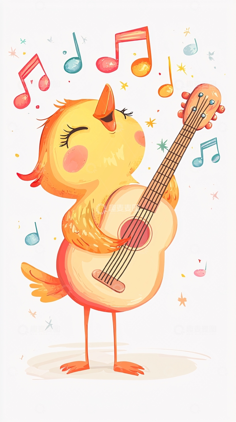 高清大图下载【趣麦麦图】小鸟弹吉他