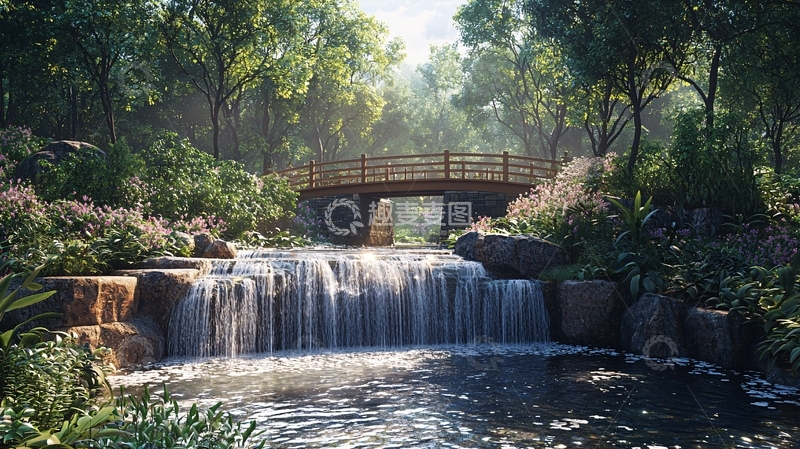 高清大图下载【趣麦麦图】小桥流水绿树成荫