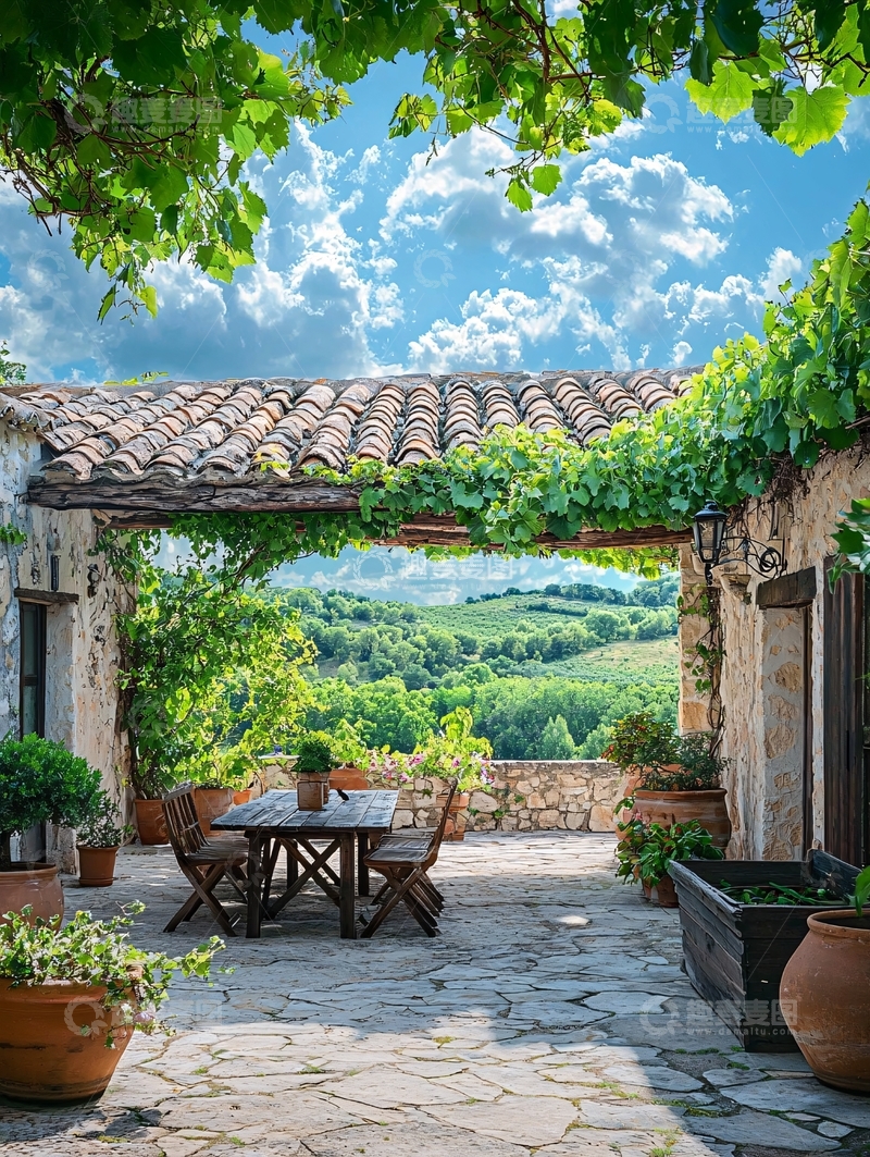 高清大图下载【趣麦麦图】阳光下的乡村庭院