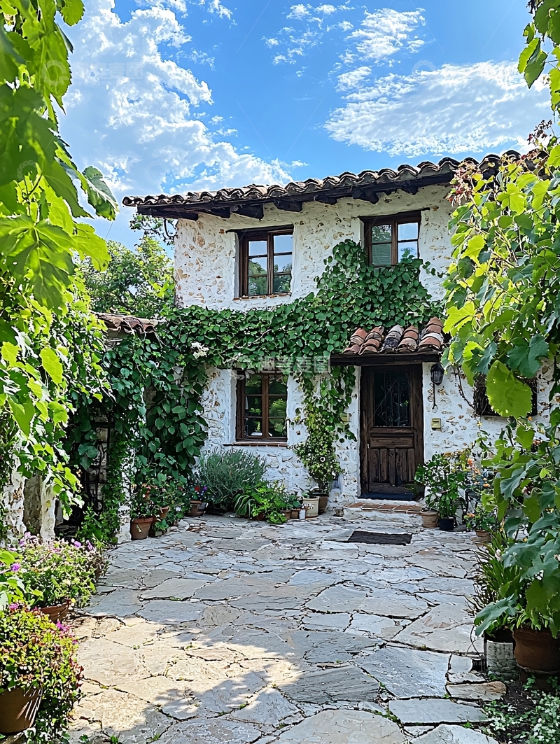 高清大图下载【趣麦麦图】乡间小屋被绿植环绕