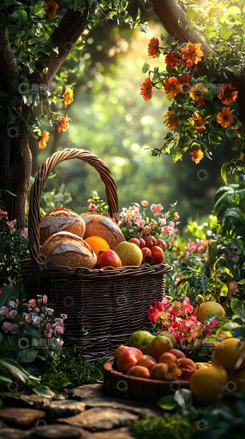 高清大图下载【趣麦麦图】丰收的篮子在花园里