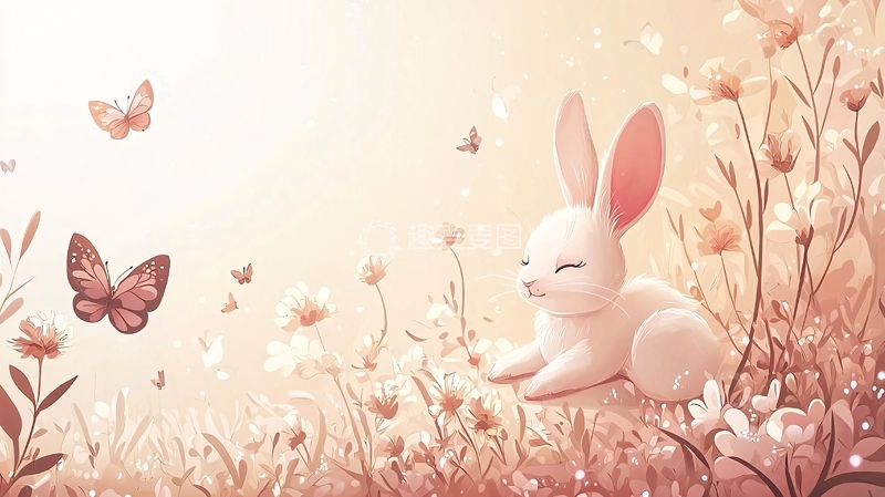 高清大图下载【趣麦麦图】可爱小白兔花田
