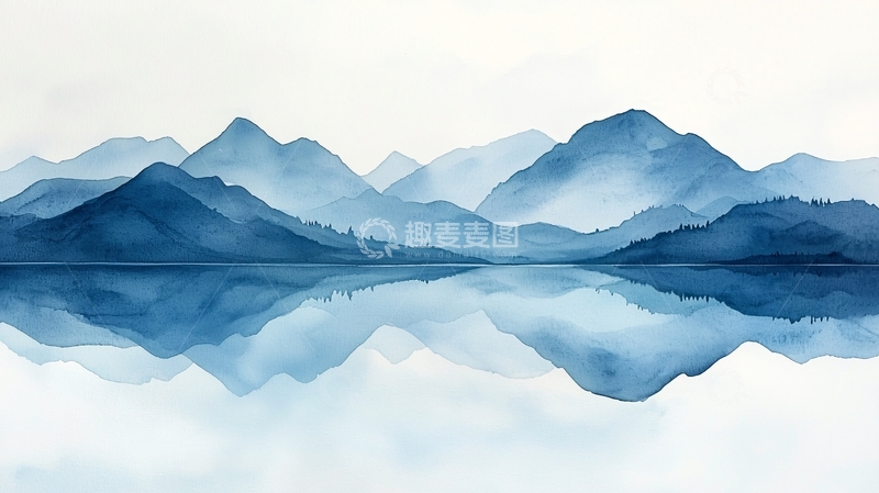 高清大图下载【趣麦麦图】水墨山水倒影的意境画面