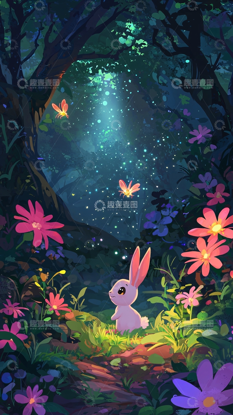 高清大图下载【趣麦麦图】梦幻森林兔子