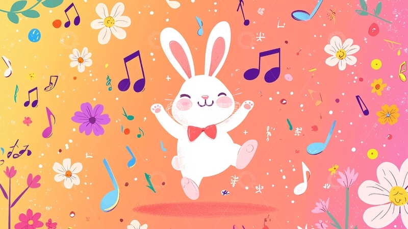 高清大图下载【趣麦麦图】可爱兔子跳舞