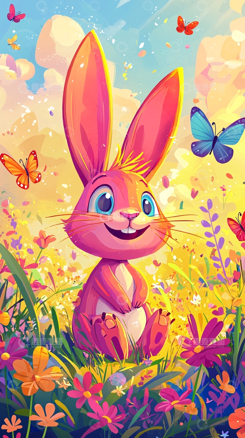 高清大图下载【趣麦麦图】粉色兔子