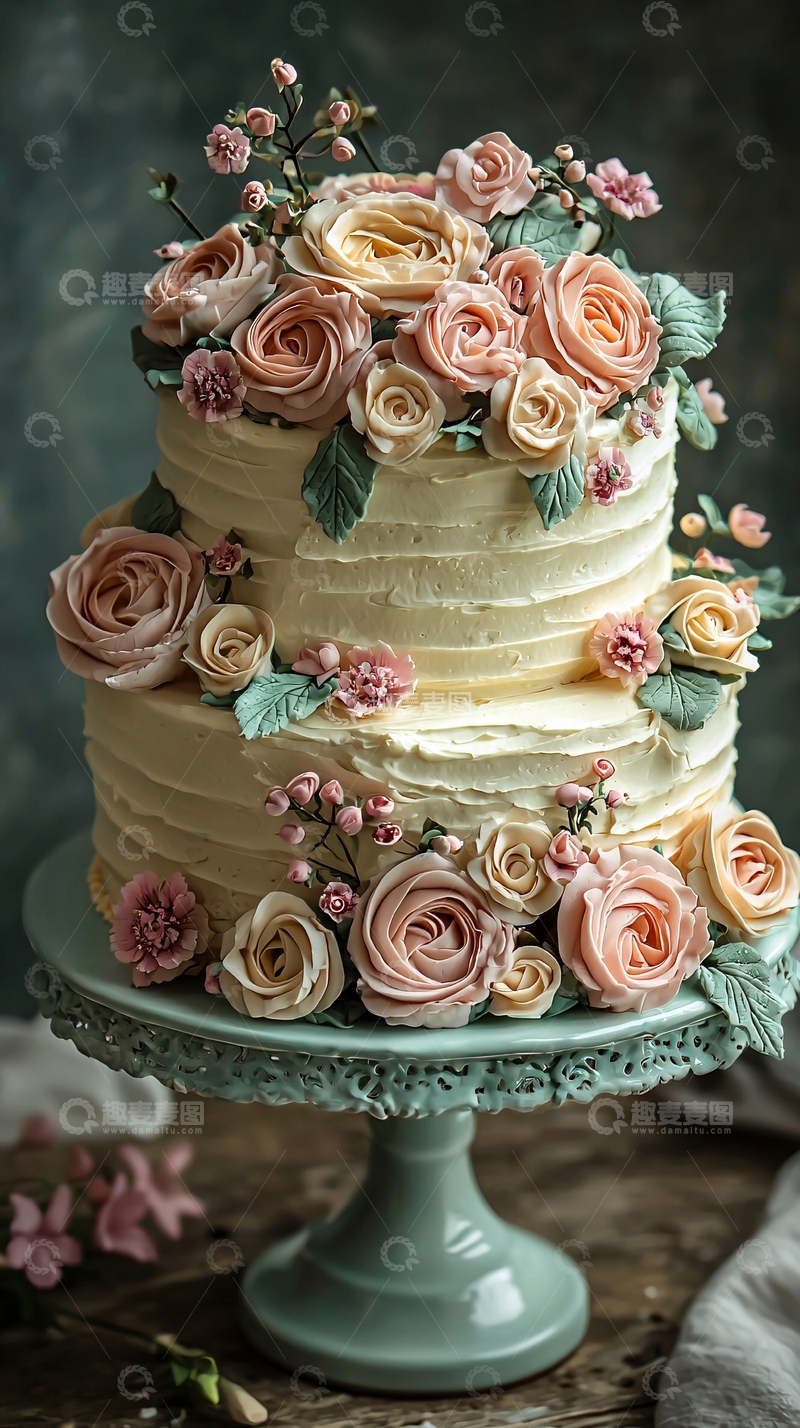 高清大图下载【趣麦麦图】奶油鲜花装饰蛋糕