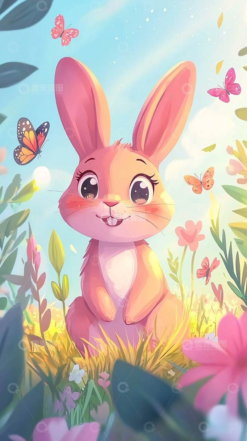高清大图下载【趣麦麦图】粉色小兔子