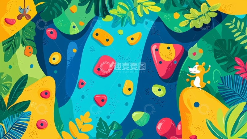 高清大图下载【趣麦麦图】卡通攀岩墙