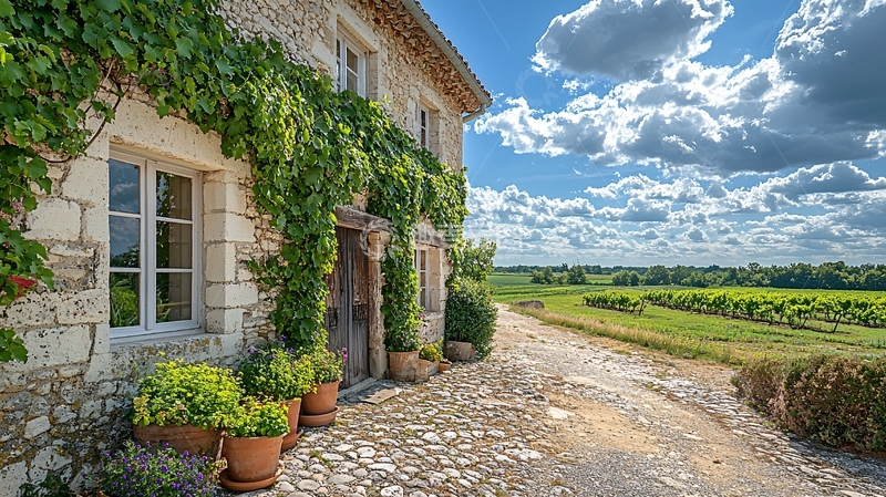 高清大图下载【趣麦麦图】田园风光石屋建筑