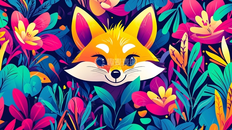 高清大图下载【趣麦麦图】彩色狐狸花丛