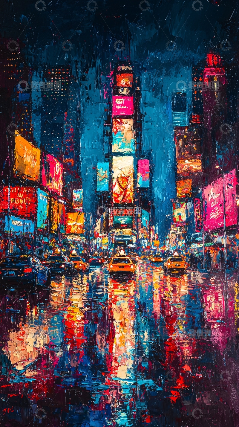 高清大图下载【趣麦麦图】夜色下的纽约时代广场