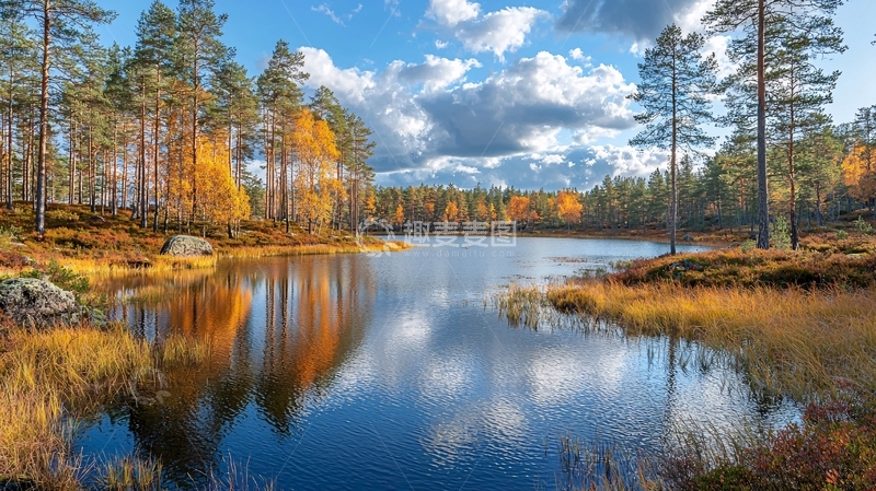 高清大图下载【趣麦麦图】秋日湖畔的宁静