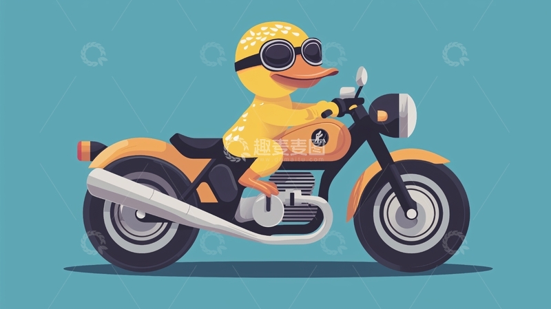高清大图下载【趣麦麦图】戴眼镜的小鸭骑摩托车
